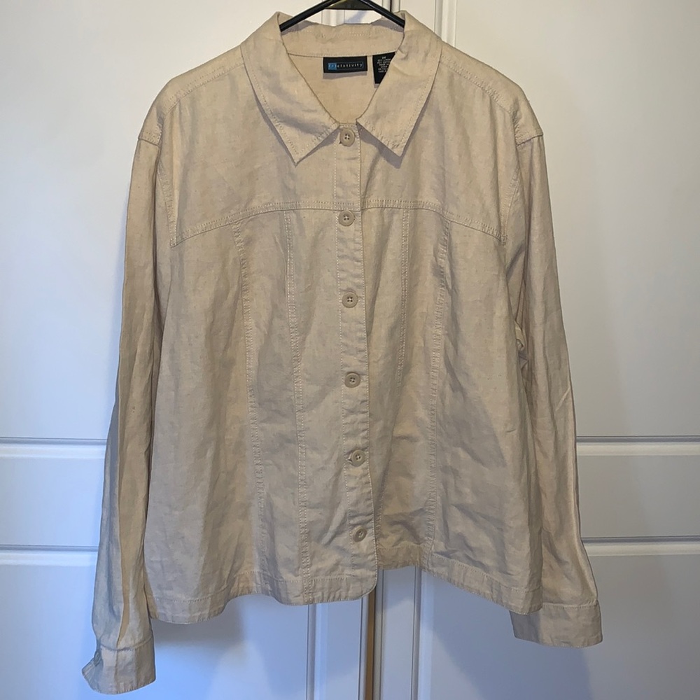Relativity Beige Linen Button Down Shirt 3XL